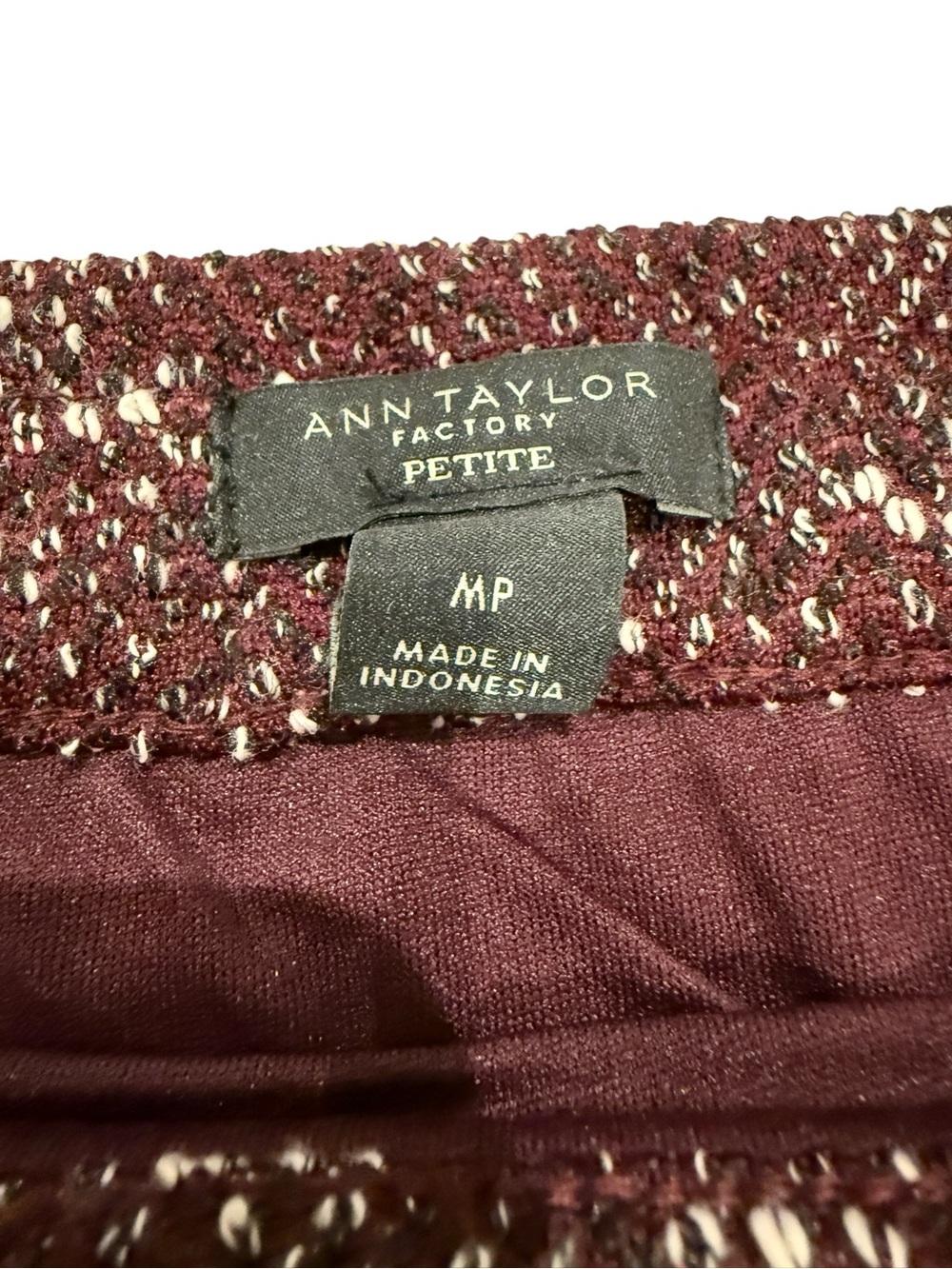 Ann Taylor Factory Burgundy Tweed Like Blazer and Skirt Set - Picture 14 of 16
